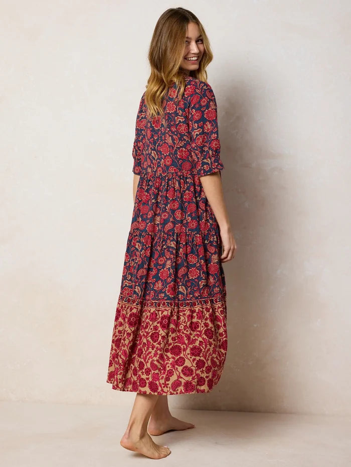 Rebecca Midi Dress - Ornate Paisley Navy-view 5