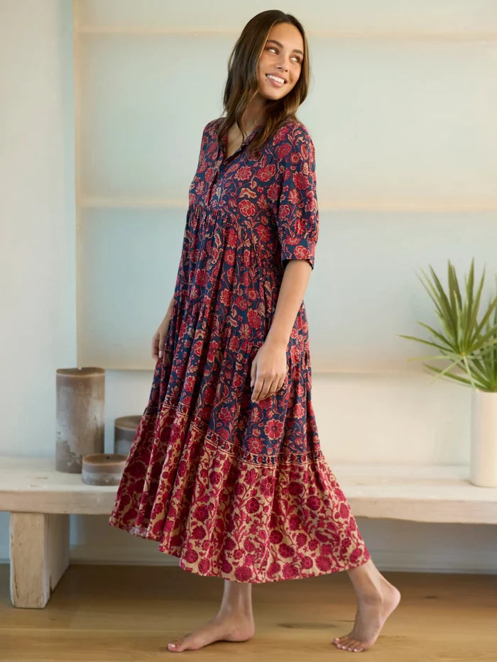 Rebecca Midi Dress - Ornate Paisley Navy-view 6