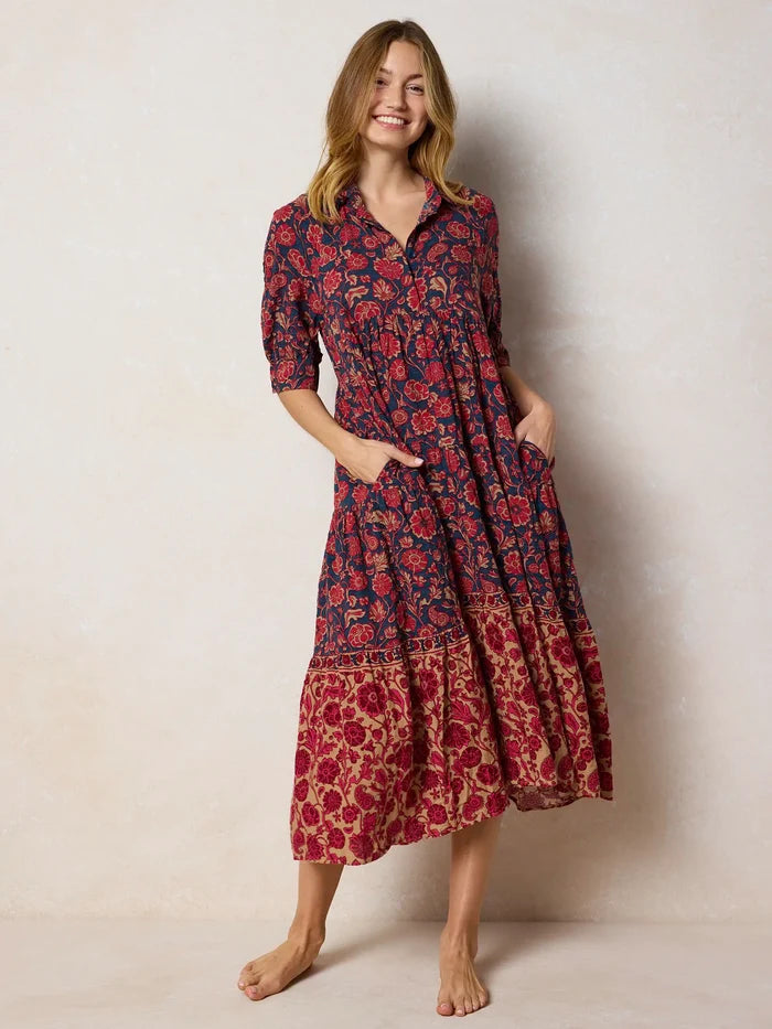 Rebecca Midi Dress - Ornate Paisley Navy-view 7