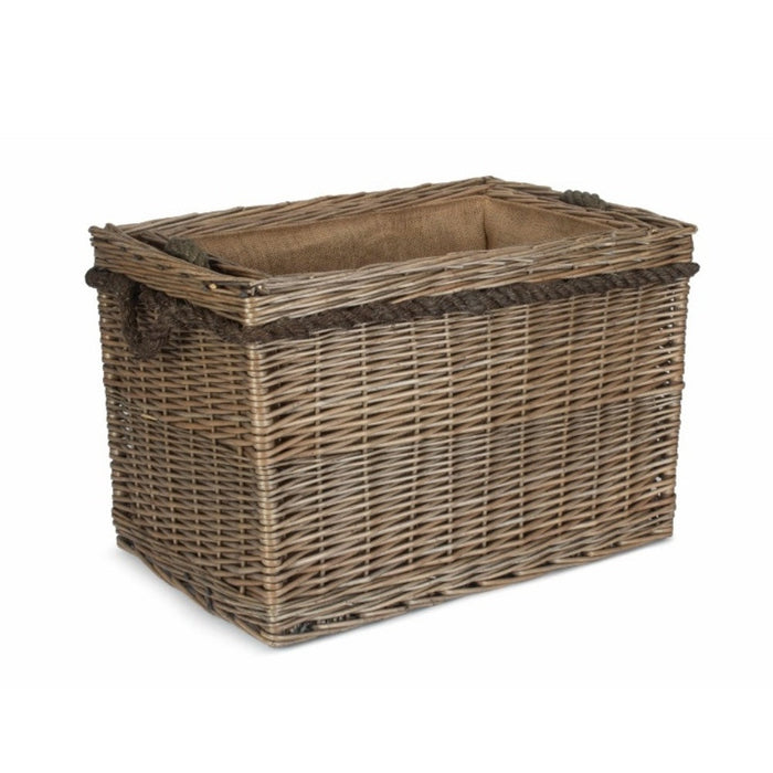 Rectangular Rope Handled Wicker Log Basket