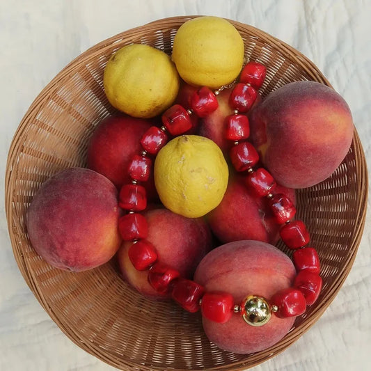 Red Brooke Beaded Necklace : Hypoallergenic and Water Resistant