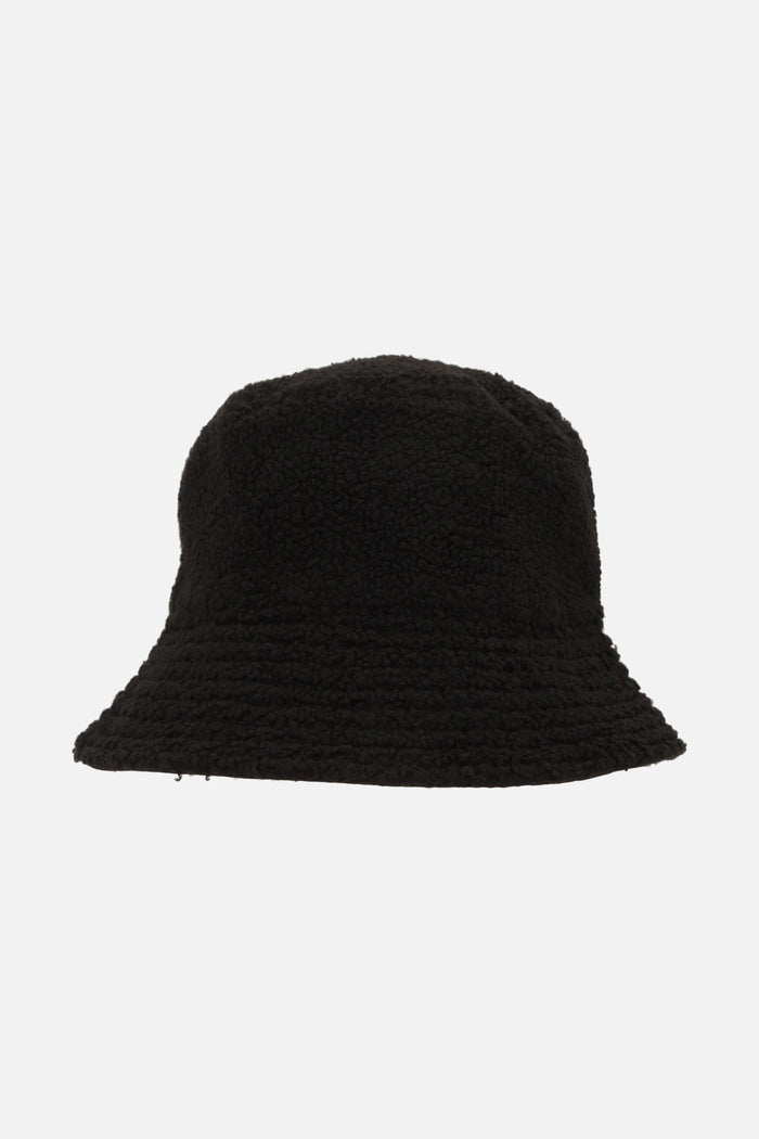 reversible bucket hat in teddy and nylon