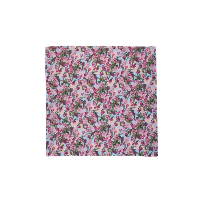 Unfolded Romance Is Dead Organic Cotton Napkins in Blue — Set of 6, showing the full printed surface