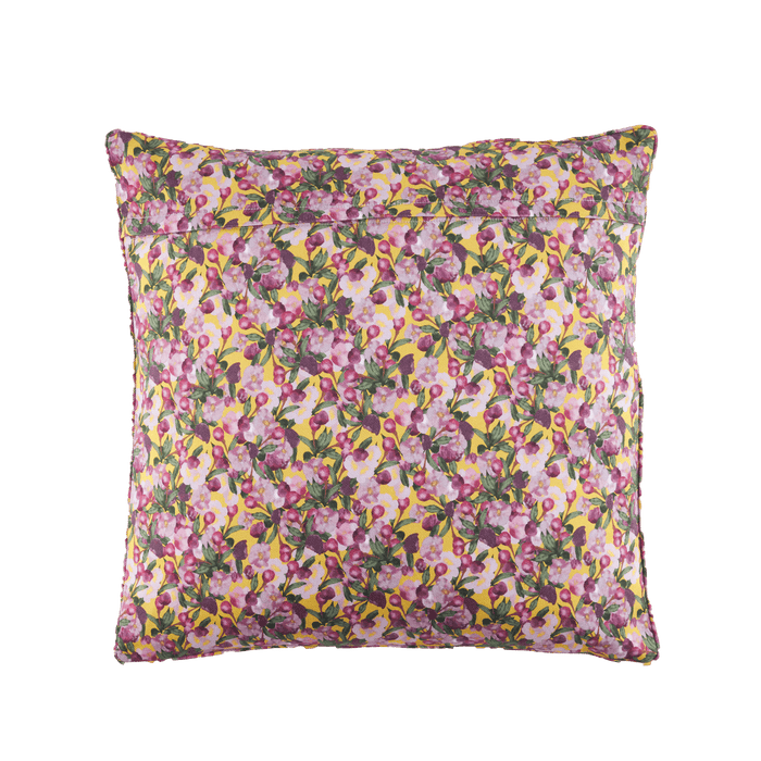 Reverse side of the Romance Is Dead Organic Cotton Square Pillow Cover in Yellow