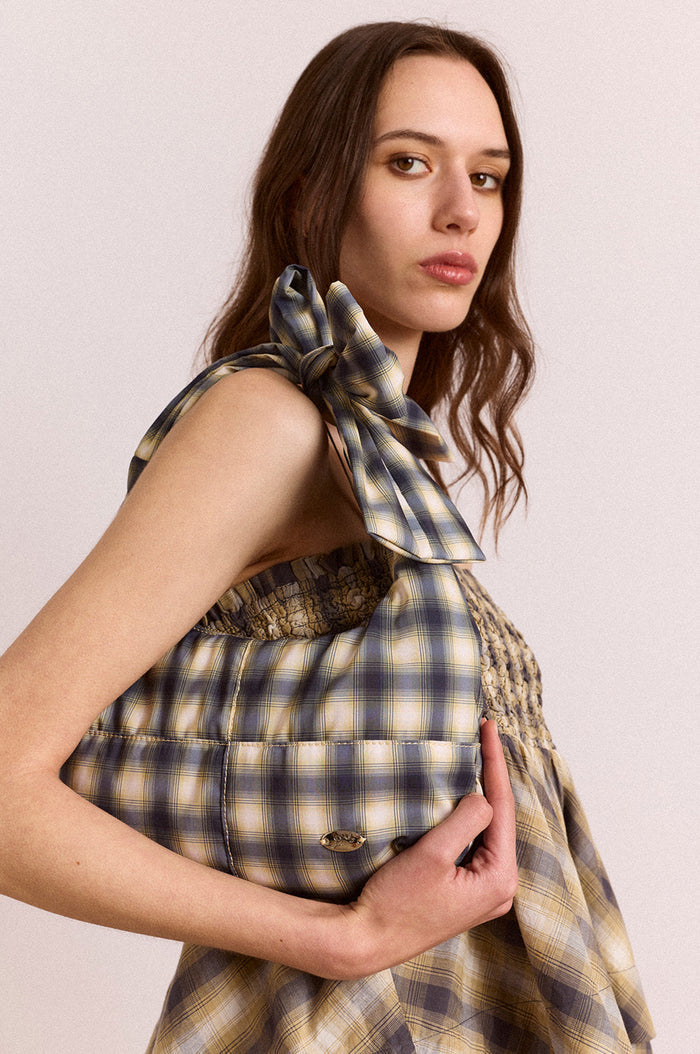 Roo Check Tie Bag Cardamon Check