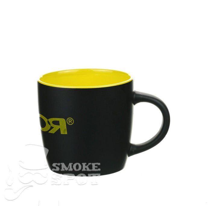Side view of ROOR Mug Yellow Yellow Inside showcasing quality glass craftsmanship