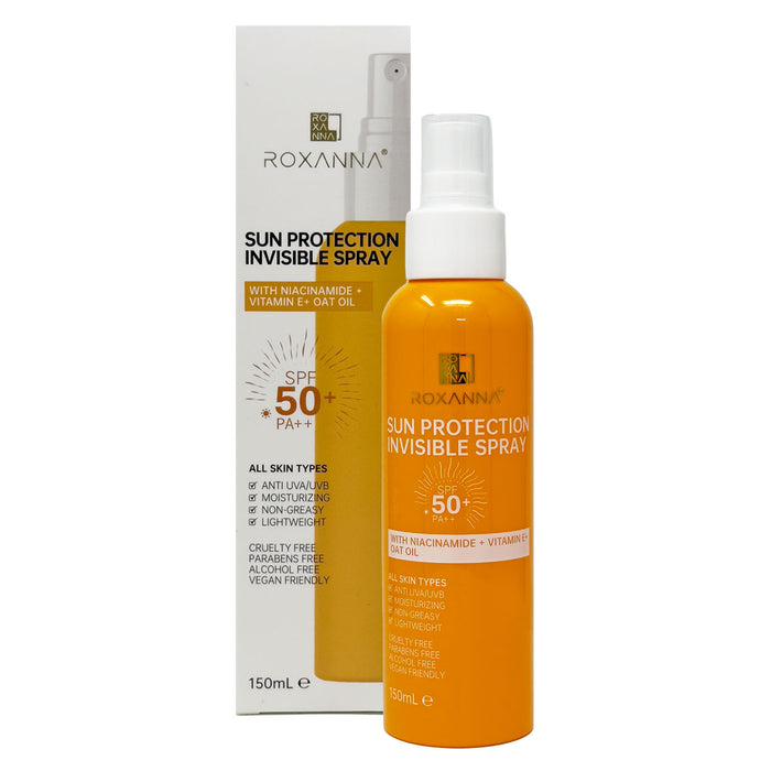 Roxanna Invisible Sunscreen Spray SPF50+ – Lightweight Non-Greasy Sun Protection for Face & Body (150ml)