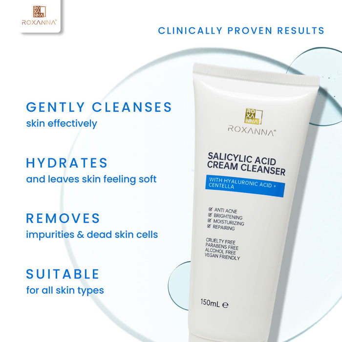 Roxanna Salicylic Acid Facial Cleanser – Acne Control Face Wash for Clear, Hydrated Skin (150ml)