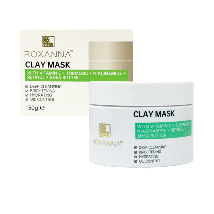 Roxanna Turmeric & Vitamin C Clay Mask 130g – Deep Pore Cleanse, Brightening Face Mask, Oil Control & Hydrating Skincare