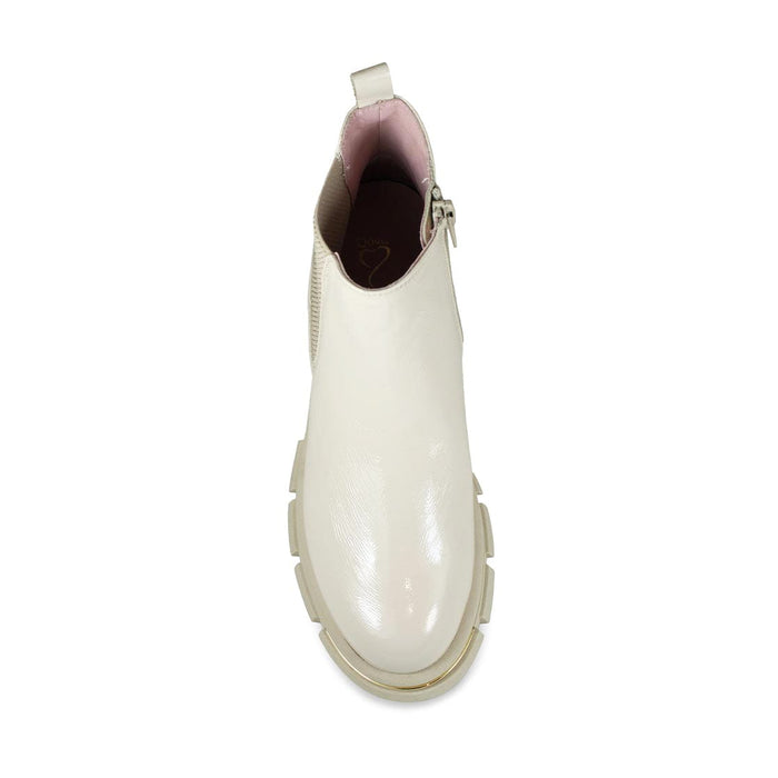 Boots Runway: Cream Patent Leather Sole Bliss USA
