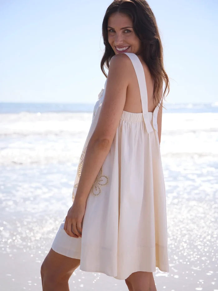 Sadie Eyelet Mini Dress - Ivory-view 4