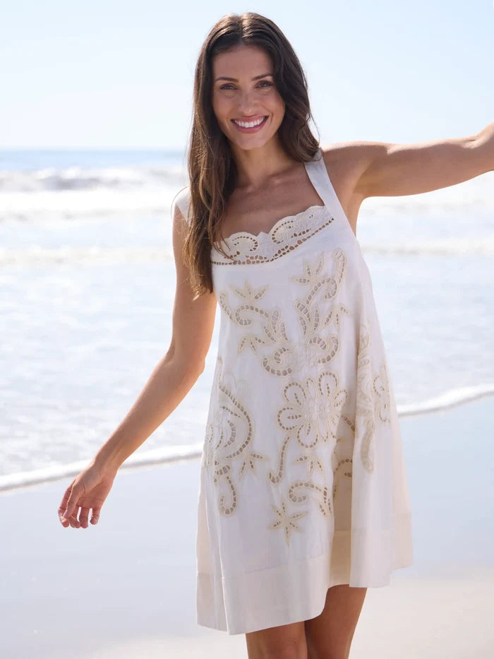 Sadie Eyelet Mini Dress - Ivory-view 5