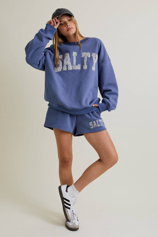 'Salty' Oversized Sweatshirt & Sweat Short Set