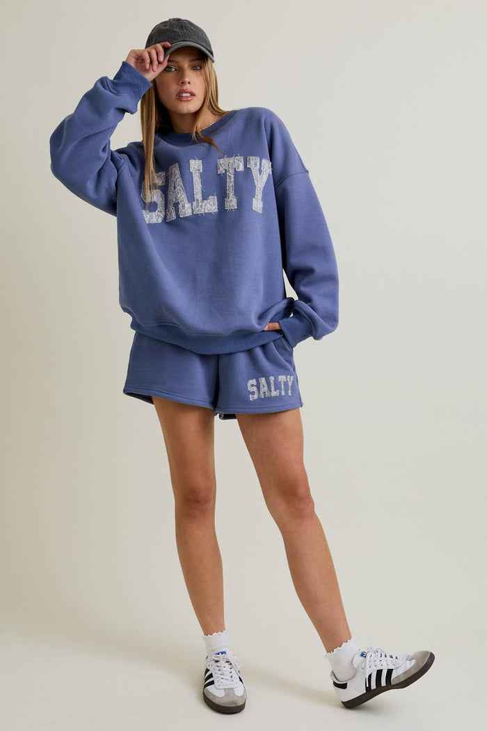 'Salty' Oversized Sweatshirt & Sweat Short Set