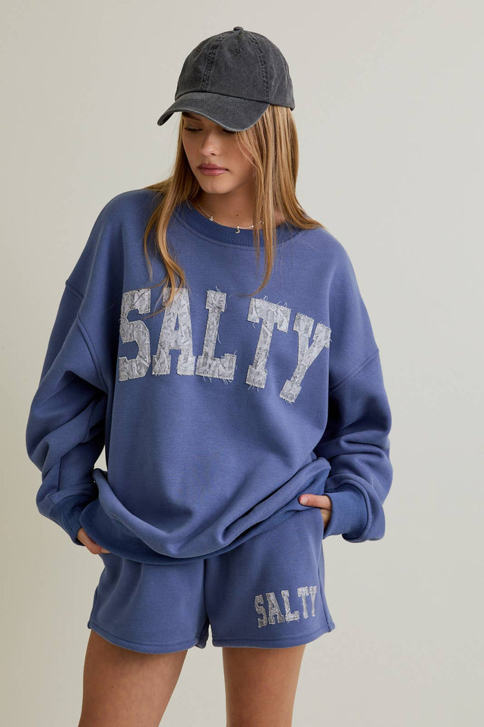 'Salty' Oversized Sweatshirt & Sweat Short Set