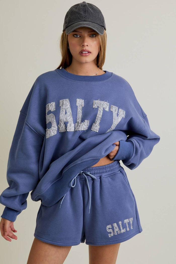 'Salty' Oversized Sweatshirt & Sweat Short Set
