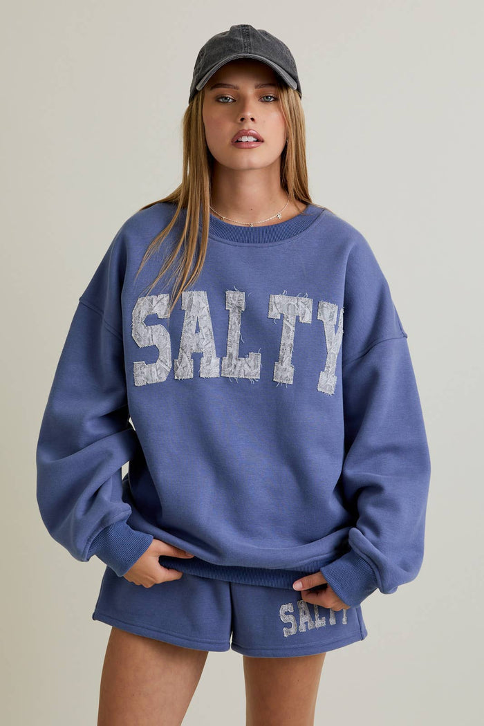 'Salty' Oversized Sweatshirt & Sweat Short Set