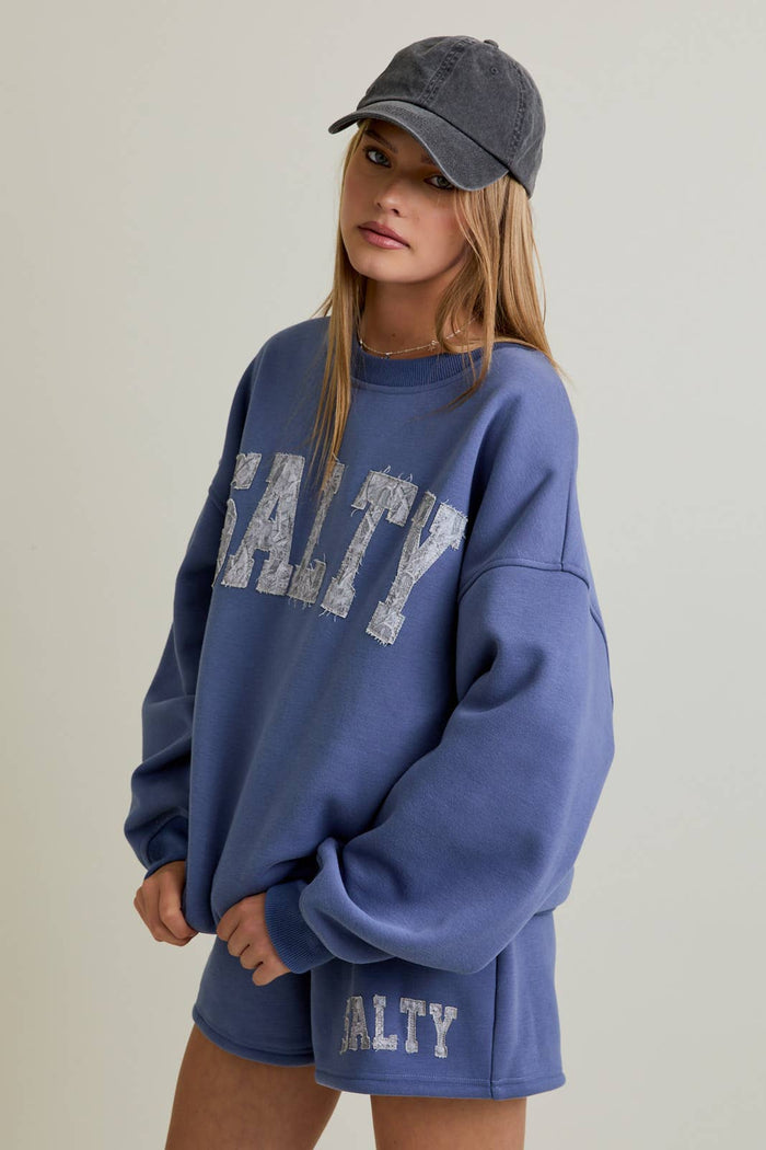 'Salty' Oversized Sweatshirt & Sweat Short Set