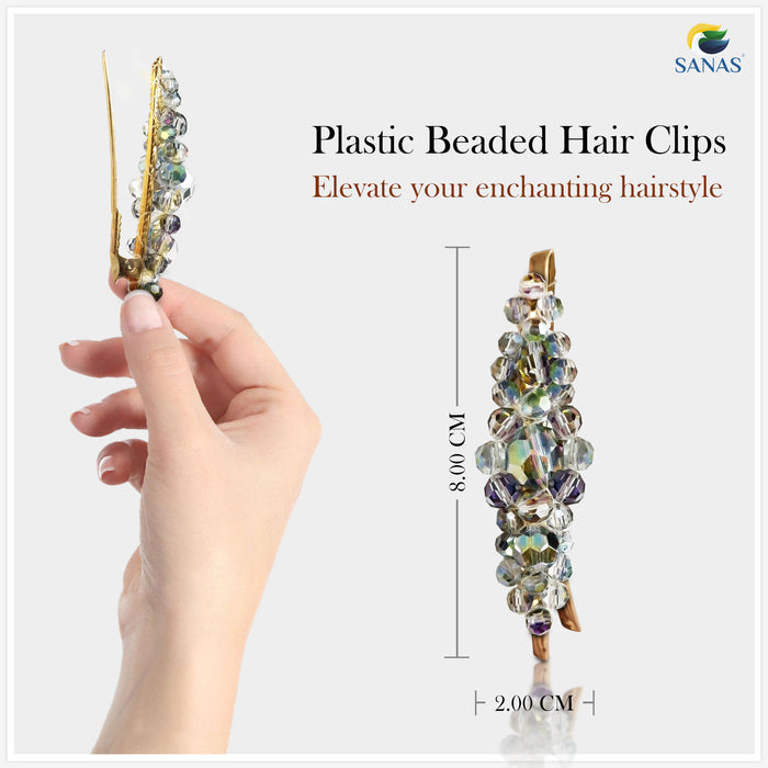 Handmade Beaded Hair Clips with Crystal Design