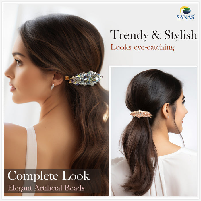 Crystal Bead Hair Pins for Party and Festive Wear
