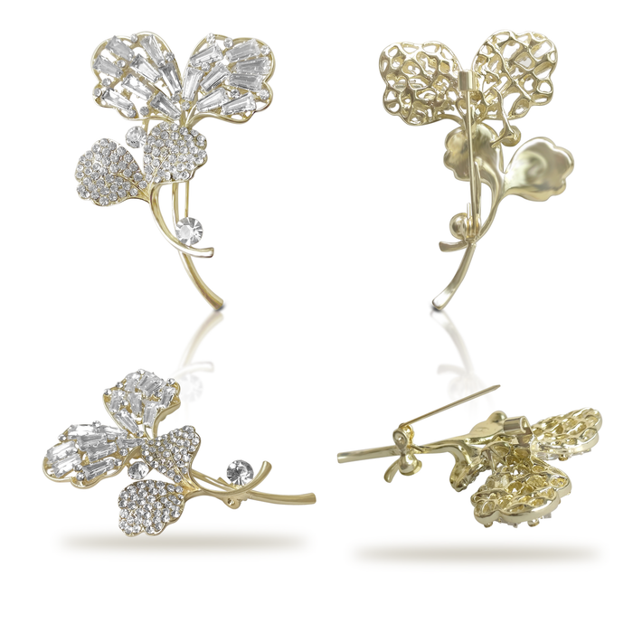 SANAS Big Flower Crystal Brooch Pin for Women