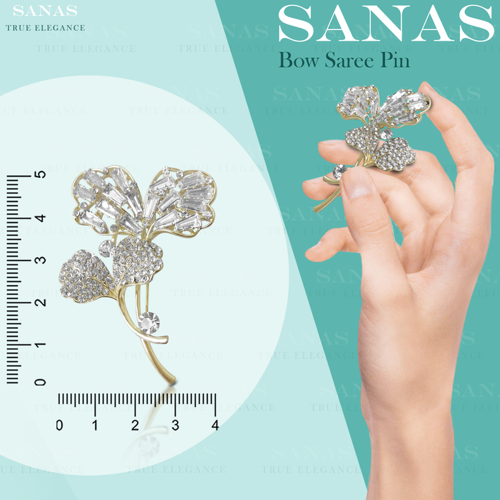 Elegant Floral Crystal Brooch for Saree and Dupatta