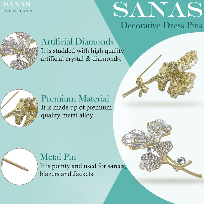 Premium Crystal Flower Brooch with Sparkling Stones