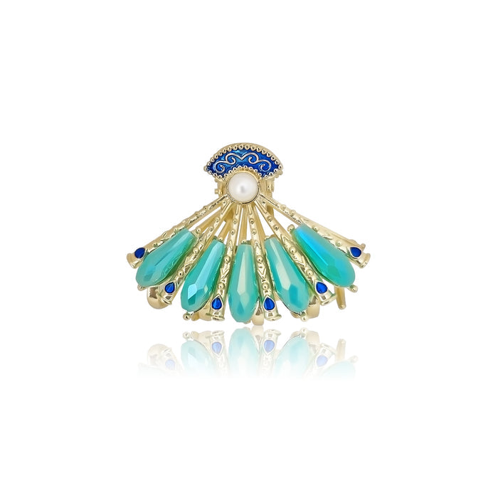 SANAS blue stone hair clutcher with pearl and crystal detailing for Hair Accessories For Women