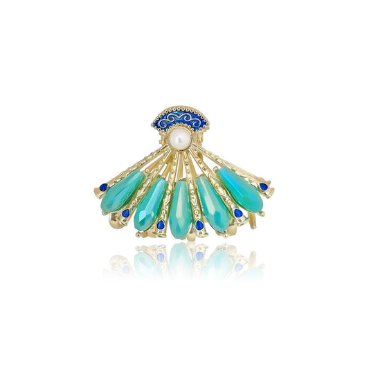 SANAS blue stone hair clutcher with pearl and crystal detailing for Hair Accessories For Women