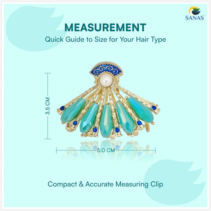 Blue pearl crystal hair clip for women with elegant gold-tone finish and secure grip