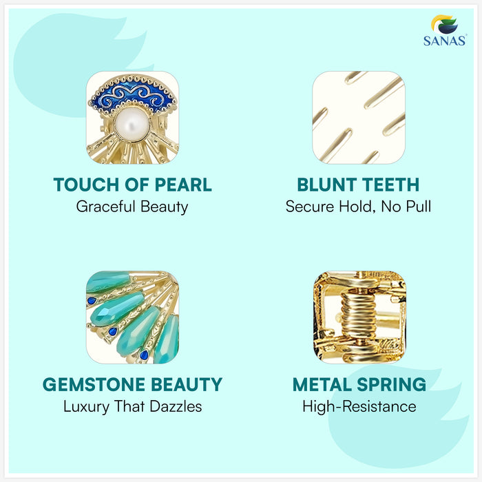 SANAS Korean-inspired blue stone hair clip among stylish Hair Accessories For Women