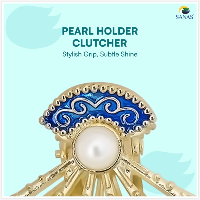 Blue stone pearl hair clip for thick curly and straight hair among Hair Accessories For Women