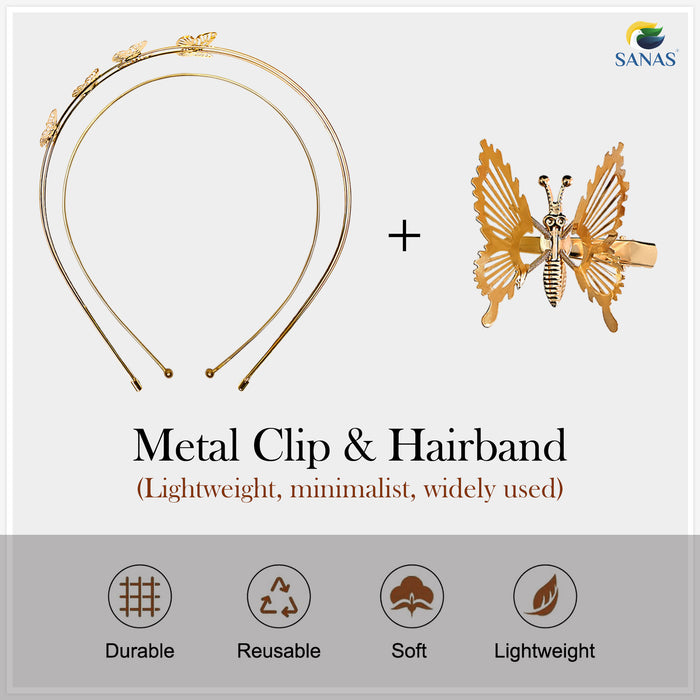 Metal Butterfly Hairband Set for Wedding and Festive Hairstyles