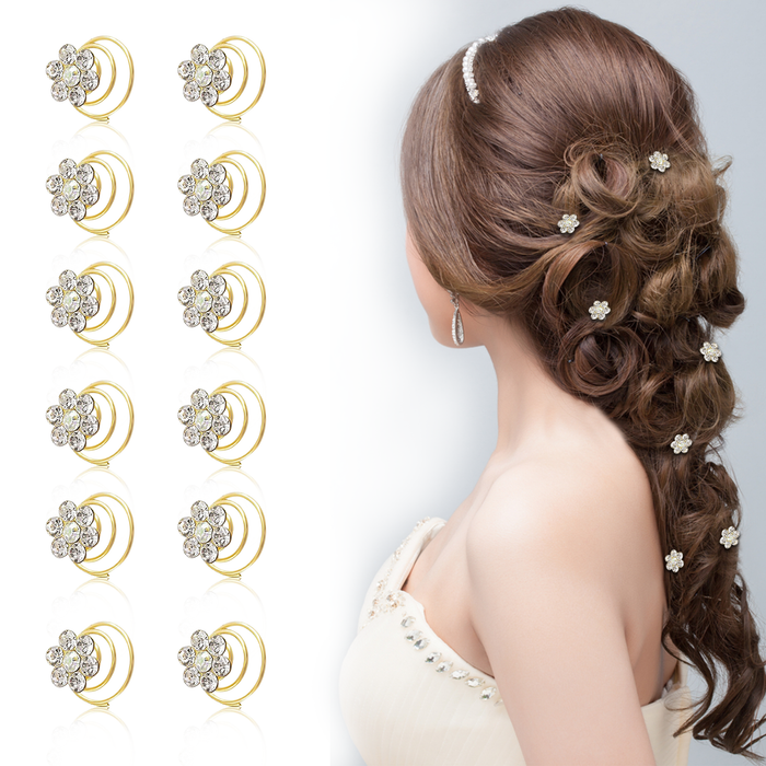 Crystal Spiral Hair Pins for Bridal and Wedding Hairstyles