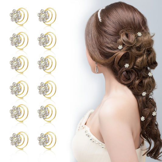 Crystal Spiral Hair Pins for Bridal and Wedding Hairstyles