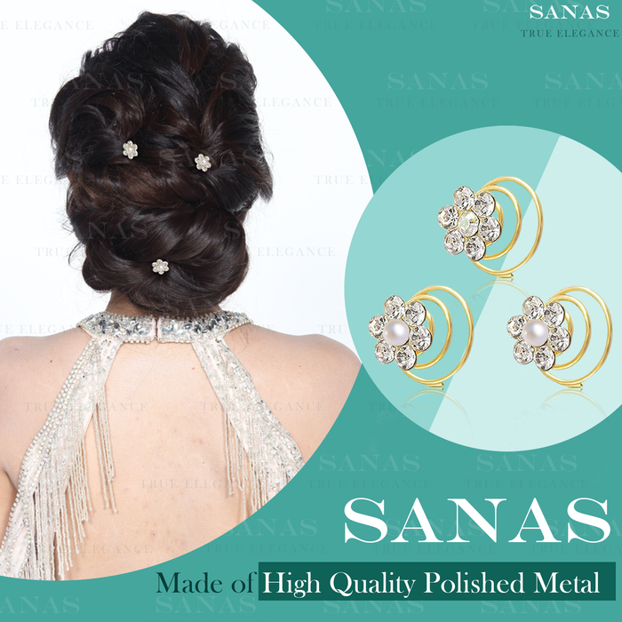 Reusable Spiral Hair Pins with Crystal Rhinestones