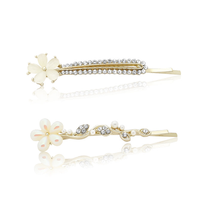 SANAS flower bobby pins hair accessories for women with pearl floral design