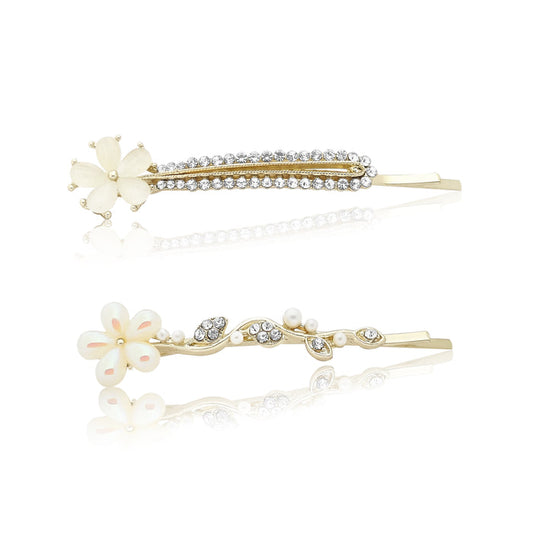 SANAS flower bobby pins hair accessories for women with pearl floral design