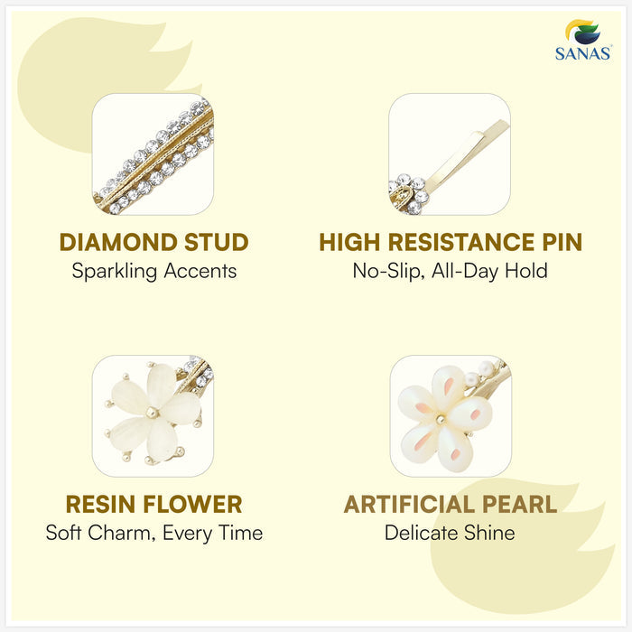 SANAS floral bobby pins hair accessories for women for elegant buns
