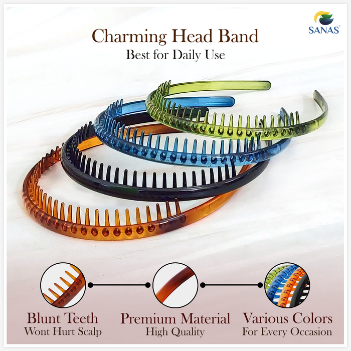 Black, Brown & Multicolor Teeth Hair Headbands for Women – Non-Slip Daily Hair Accessories
