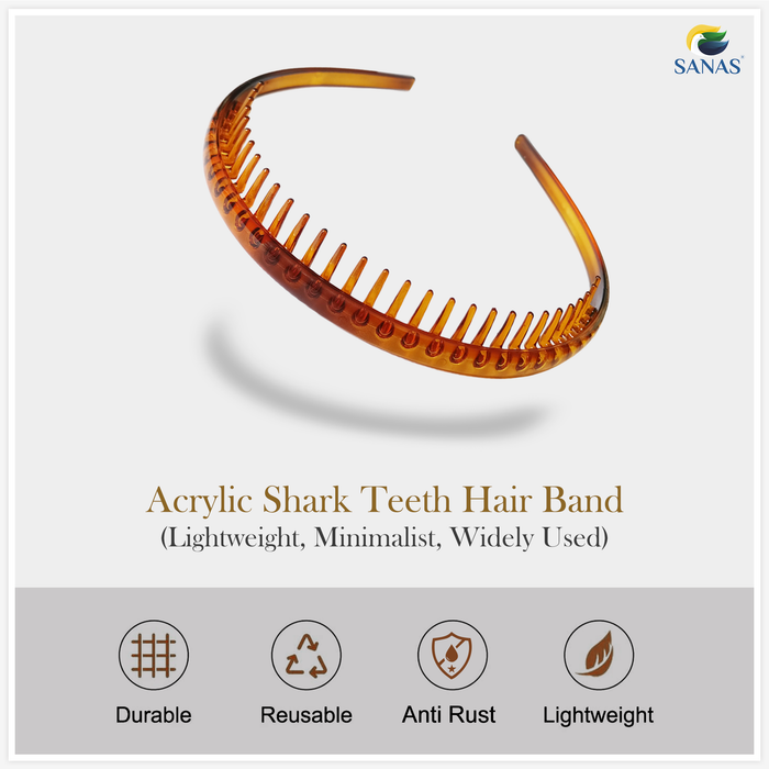 Strong Grip Plastic Hair Band with Teeth – SANAS Headbands for Daily Wear and Styling