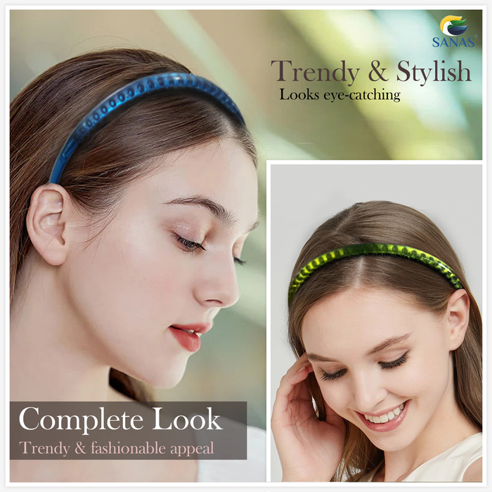 Korean Acrylic Hair Headbands for Women – Lightweight Teeth Hair Bands Pack of 4