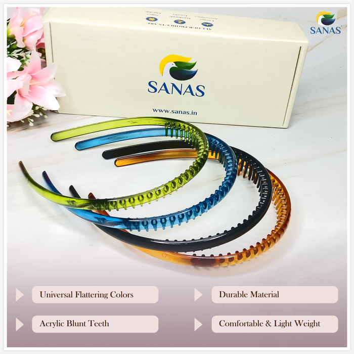 SANAS Multicolor Hair Headbands with Teeth – Durable Hair Accessories for Everyday Use