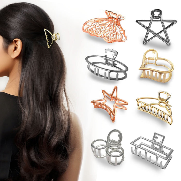 SANAS metal hair clips set of 8 for women and girls