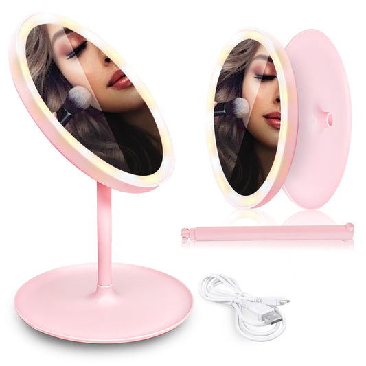 Sanas LED makeup mirror with lights touch screen vanity mirror pink