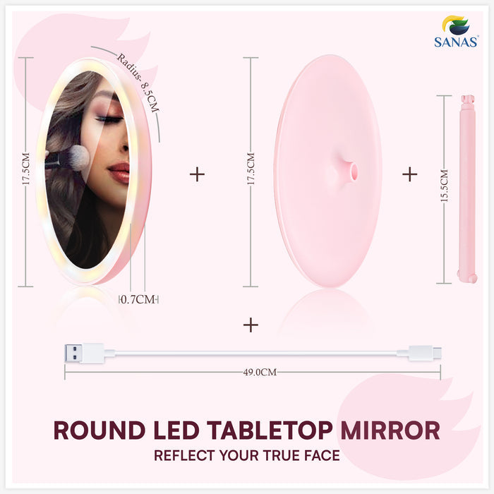 Portable makeup mirror with lights for women beauty routine