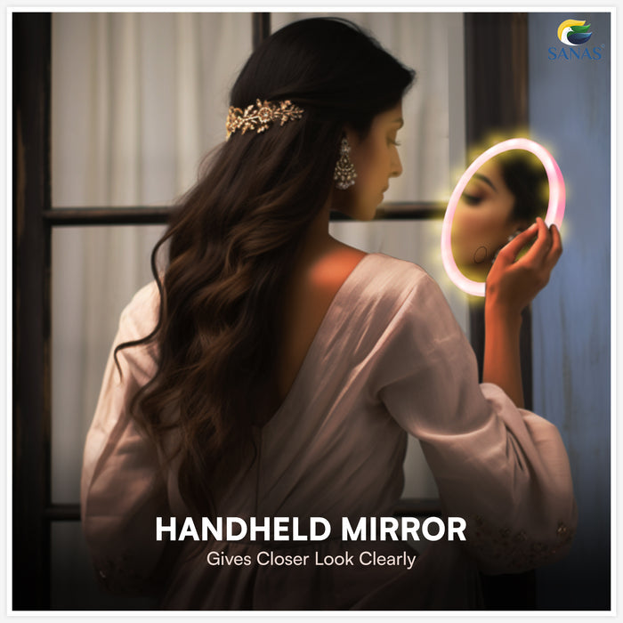 Face mirror with LED lighting and adjustable stand