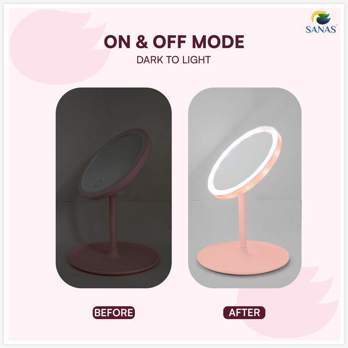 Portable vanity mirror with lights for travel and home
