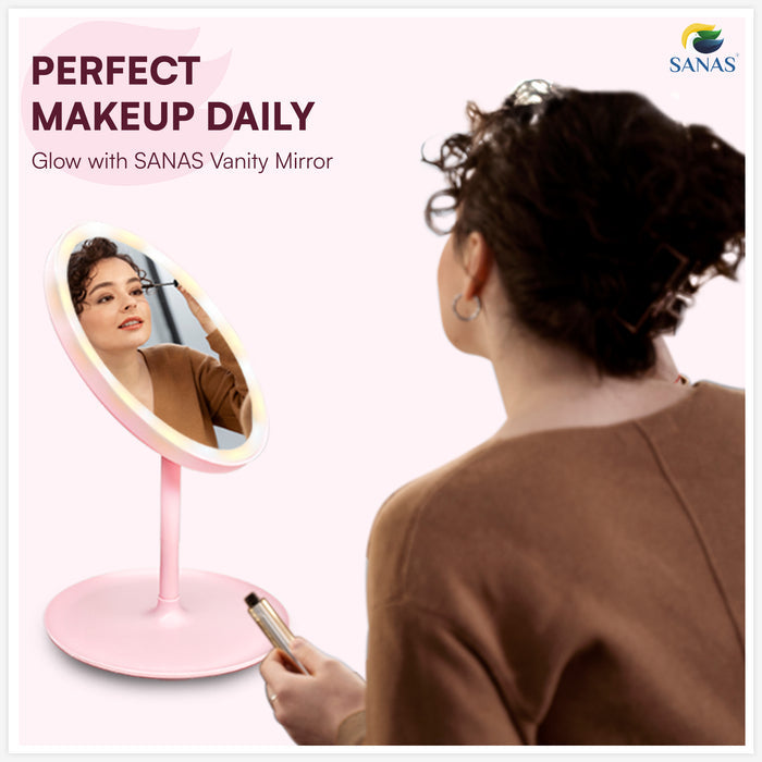 Touch screen makeup mirror with bright LED illumination