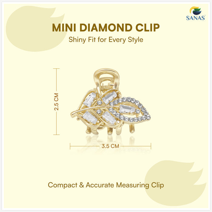 Elegant gold crystal leaf hair clip for women with strong claw grip